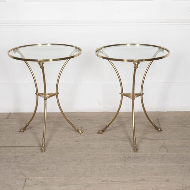 Pair of Mid 20th Century French Glass and Bras Side Tables CO4028347