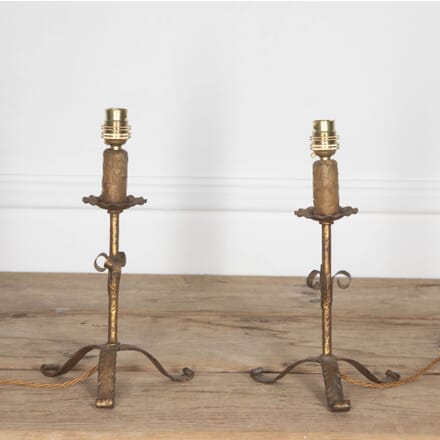 Pair of Mid 20th Century Spanish Gilt Iron Table Lamps LT1532539