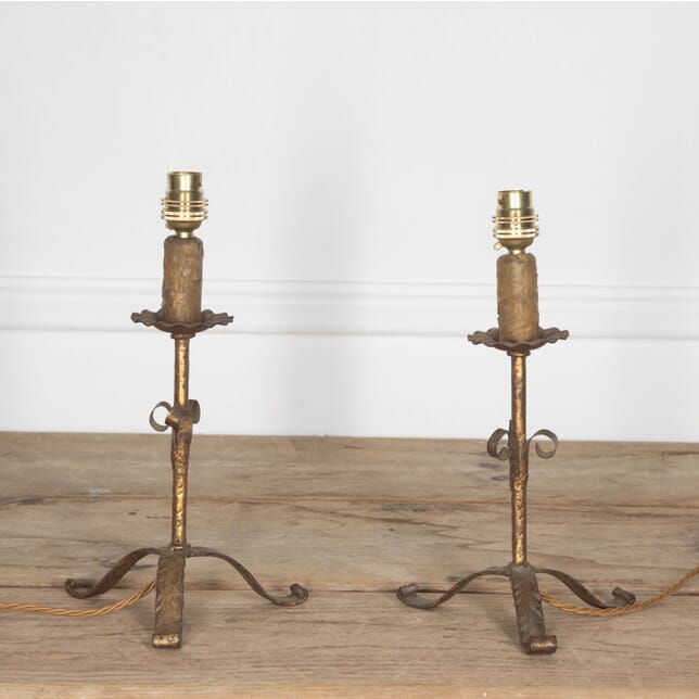 Pair of Mid 20th Century Spanish Gilt Iron Table Lamps LT1532539