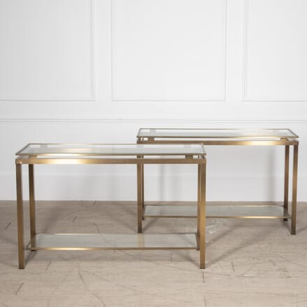 Pair of Mid Century French Patinated Brass Console Tables CO3028975