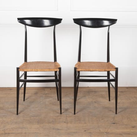Pair of Mid-Century Italian Ebonised Side Chairs By Sanguinetti CH6330119