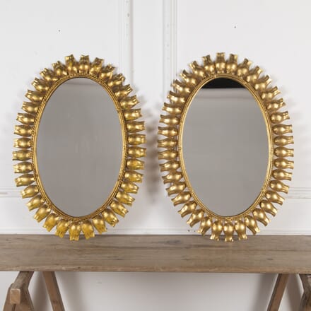Pair of 20th Century Oval Spanish Mirrors MI3423876