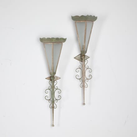 Pair of Mid-Century Painted Tôle Wall Appliques LW6330150