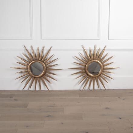 Pair of Mid-Century Spanish Sunburst Mirrors MI4531891