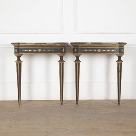 Pair of Neoclassical Italian Painted and Gilded Console Tables CO9033395