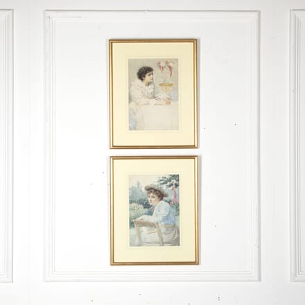 Pair of 19th Century Original Paintings of "Sisters" by George Brown WD8823439