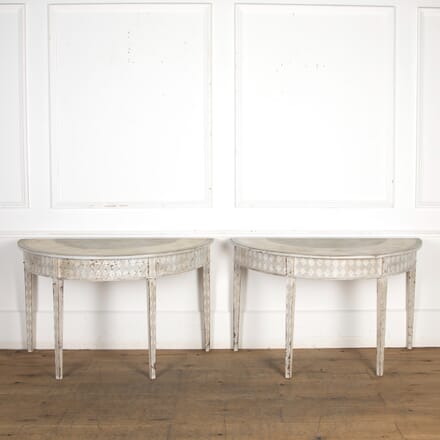 Pair of Painted Demi-Lune Console Tables CO3623532
