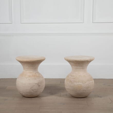 Pair of Pear Shaped Travertine Side Tables CO4633911