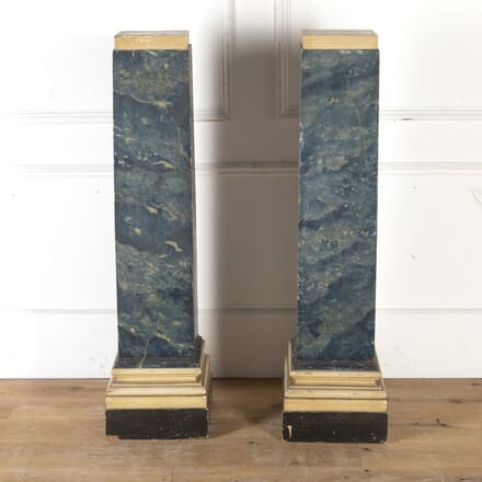 Pair of Blue Painted Faux Marble Pedestals DA7913986