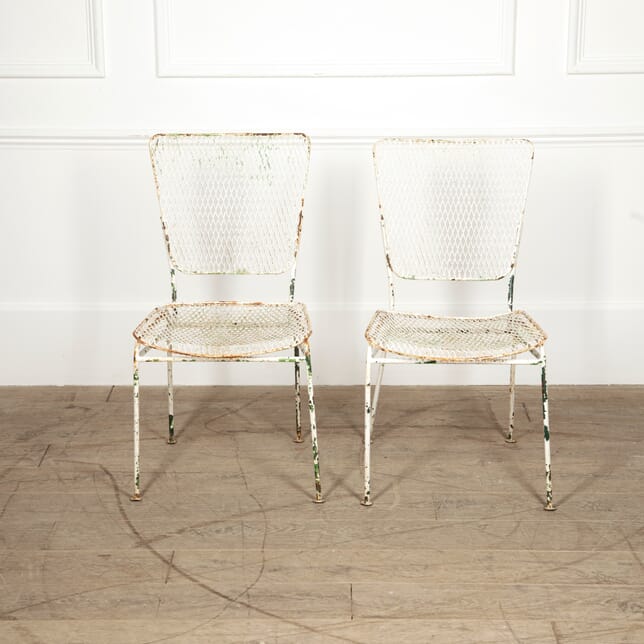Pair of Perforated Steel Garden Chairs by Robert Lempereur CH2928931