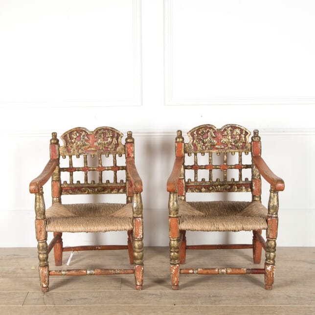Pair of Polychrome Spanish Armchairs CH1510054