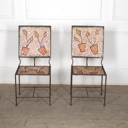 Pair of 20th Century Mosaic Iron Chairs CH1524671