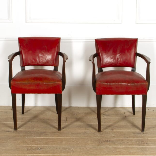Pair of Red Leather Bridge Chairs CH1517716