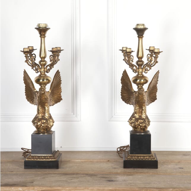 Pair of Solid Brass Eagle Table Lamps LT7921647