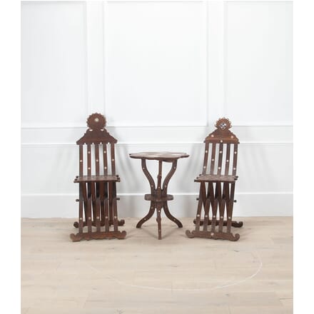 Pair of Syrian Scribe Chairs and Occasional Table CH5234473