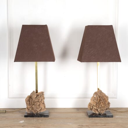 Pair of 20th Century Table Lamps with Stone Rose LT3124139