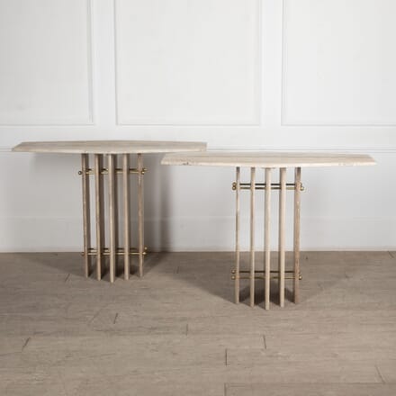 Pair of Mid-Century Style Italian Travertine Console Tables CO4626380