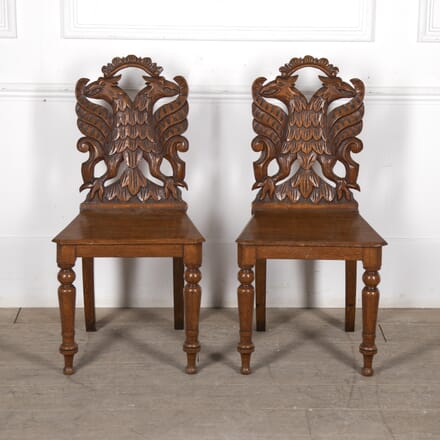 Pair of Victorian Oak Hall Chairs CH7024051