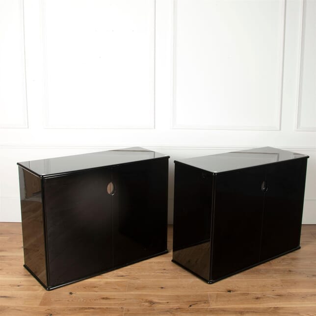 Pair of Willy Rizzo Style Black Cabinets
