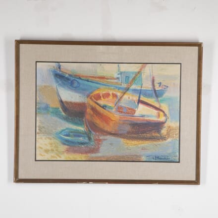 20th Century Pastel of Boats WD2924021