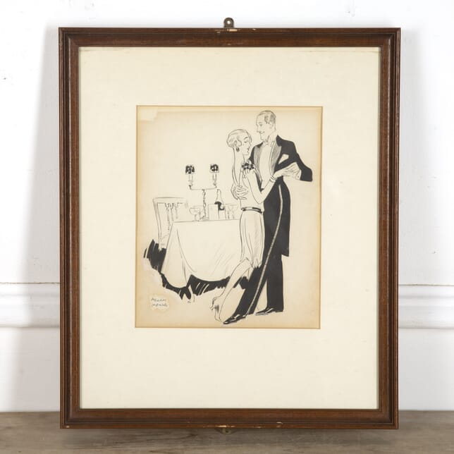20th Century Pen and Ink Drawing of a Dancing Couple WD1320285