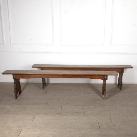 Matched Pair of 19th Century Pugin Gothic Oak Benches CH7825029