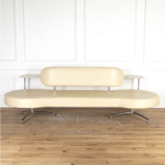 Italian Modernist Cream Leather Sofa SB8715349