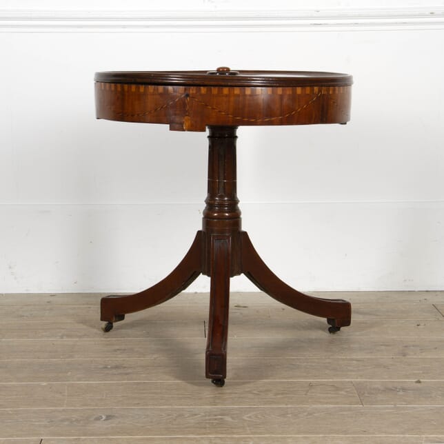 Mid 19th Century Mahogany Inlaid Drum Table TC8817366