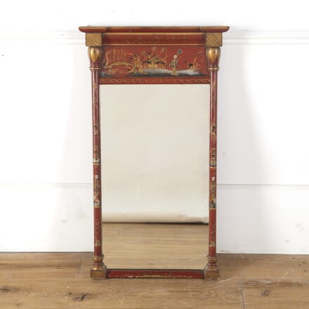 Red Lacquered Chinoiserie Mirror MI285246