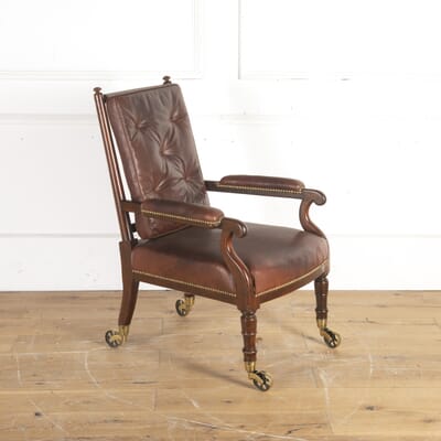 Regency Mahogany And Leather Library, Leather Library Chair