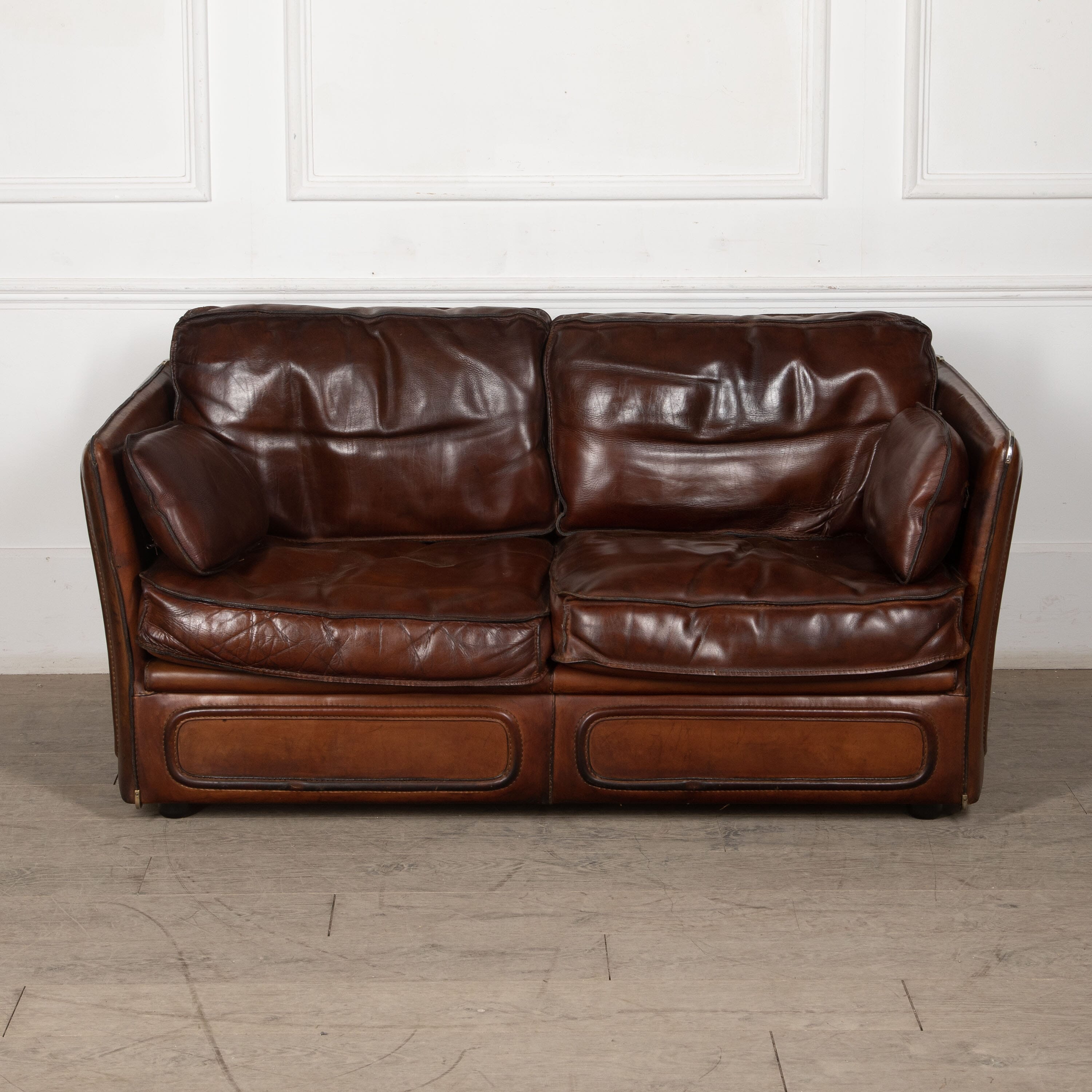 Roche Bobois Saddle Leather Sofa After