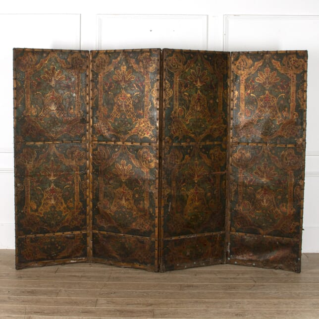19th Century Four-Fold Leather Screen OF0817938
