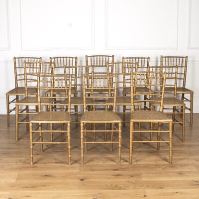 Set Of Twelve Faux Bamboo Chairs, Faux Bamboo Dining Chairs Brown