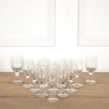 Set of 12 French Etched Wine Glasses DA157713