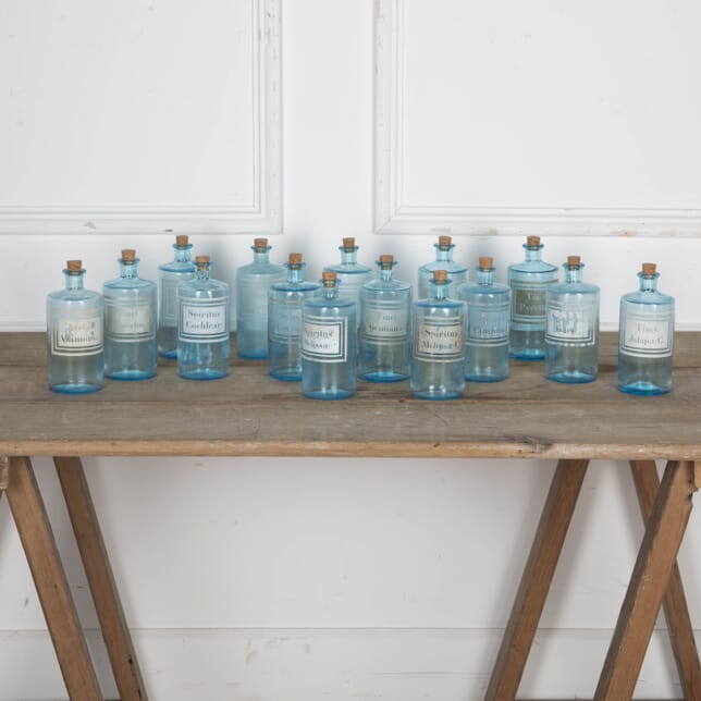 Set of Fifteen 20th Century Blue Glass Apothecary Bottles DA3425601