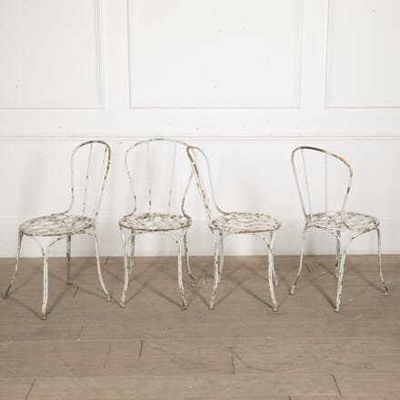 Set of Four French Iron Chairs with Lattice Seats GA4422965
