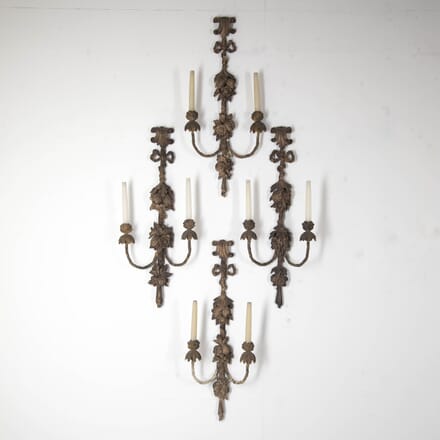 Set of Four Large English Country House Carved Wood Wall Lights LW4123286