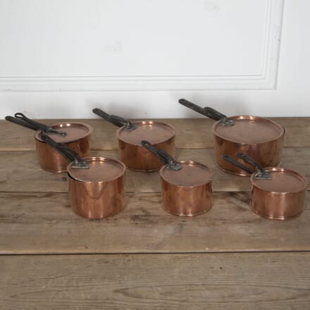 Collection of Six 19th Century Lidded Copper Pots DA8824677