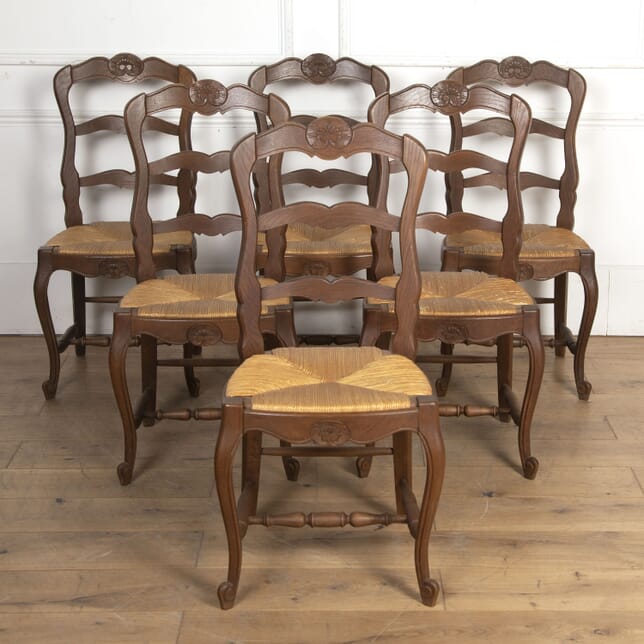Set of Six Oak Rush Seated Chairs CH8521128