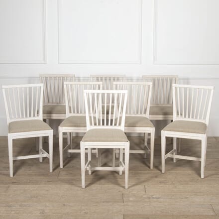 Set of Eight Swedish 20th Century Slat-Back Dining Chairs CD4419484