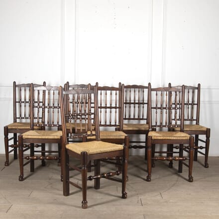 Set of Eight English Elm Spindle Back Chairs CD8823425