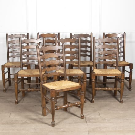 Set of Eight 20th Century English Ladder Back Chairs CD8822420