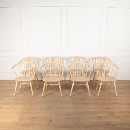 Set of Eight Mid-Century Ercol Cowhorn Chairs CD2333880