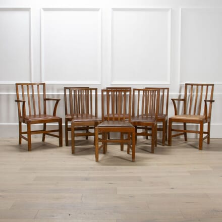 Set of Eight Oak and Leatherette Chairs by Edward Barnsley CD7033339