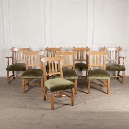 Set of Eight Oak Arts and Crafts Style Dining Chairs CD8827746