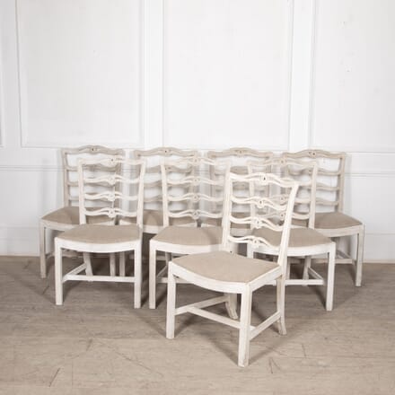 Set of Eight Ribbon Back Painted Dining Chairs CD8427933