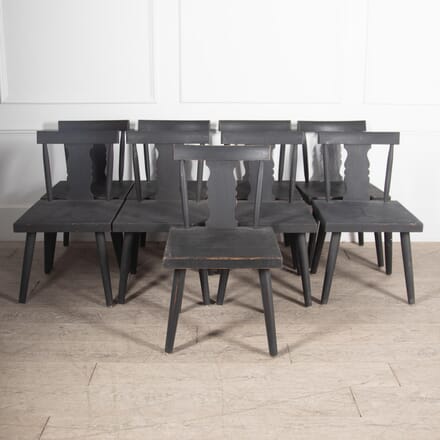 Set of Eight 20th Century Swedish Black Folk Dining  Chairs CD4430305