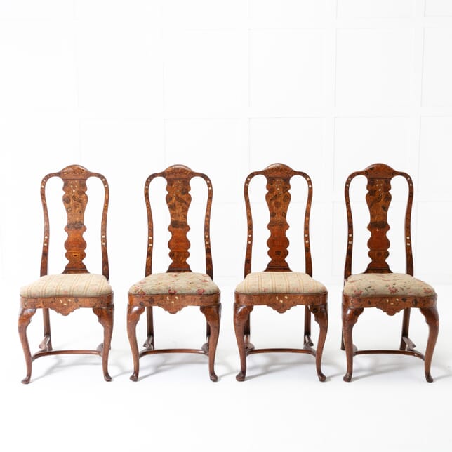 Set of Four 18th Century Dutch Marquetry Side Chairs CH0622048