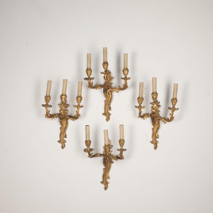 Set of Four 19th Century Carved Wood and Gesso Wall Lights LL8030739