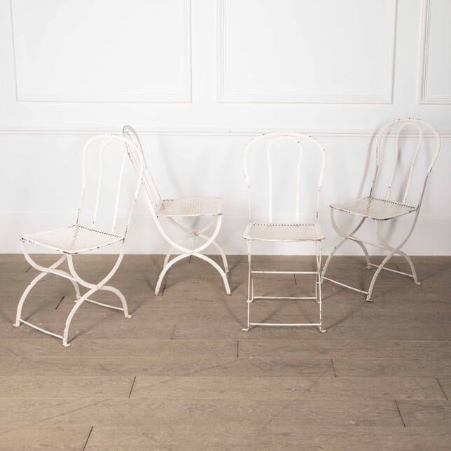 Set of Four 20th Century French White Iron Chairs GA4429547